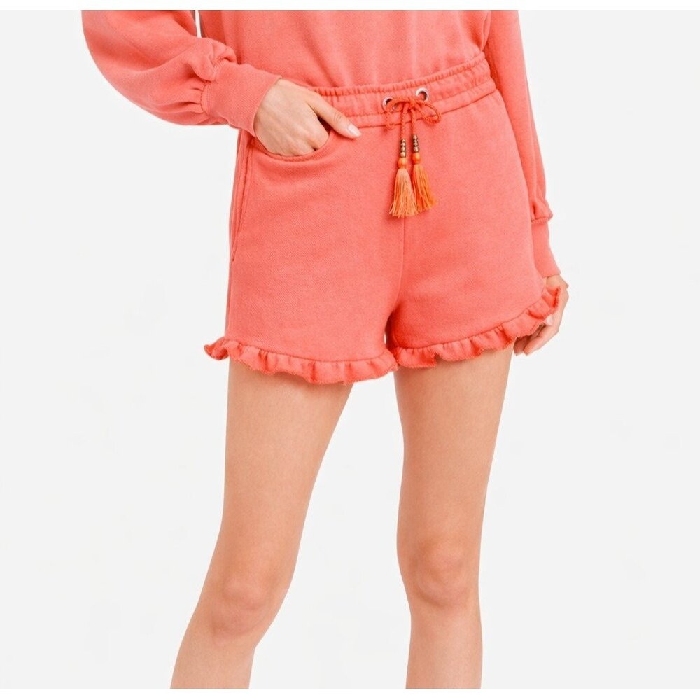 New PAIGE - L Amandine Shorts Faded Pink Watermelon Tassel Colorful Comfort